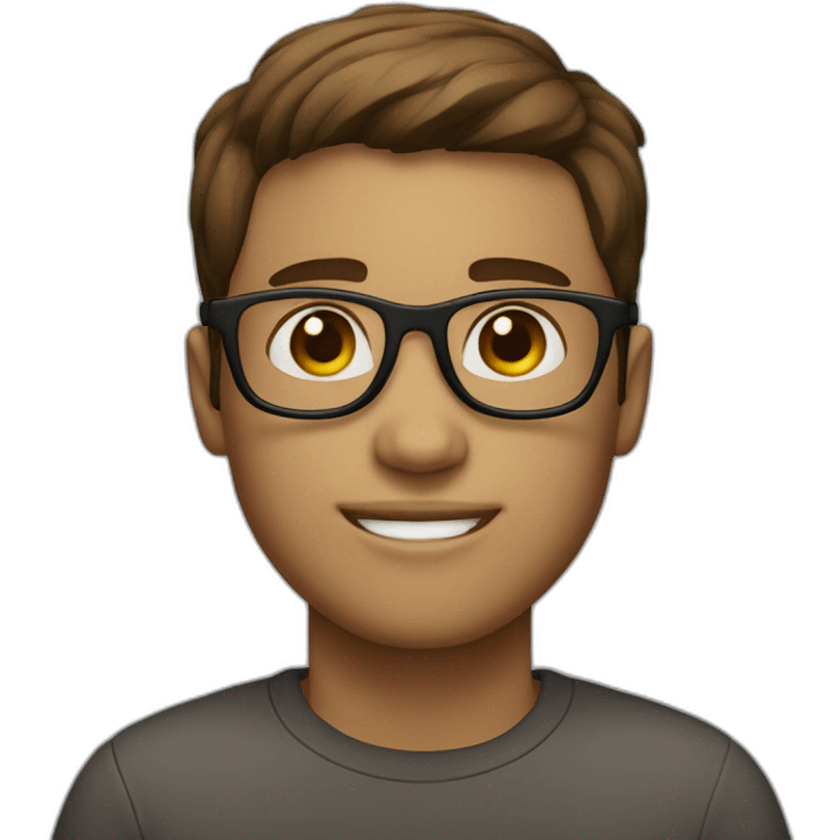 Brown short haired guy whit glasses white skin emoji