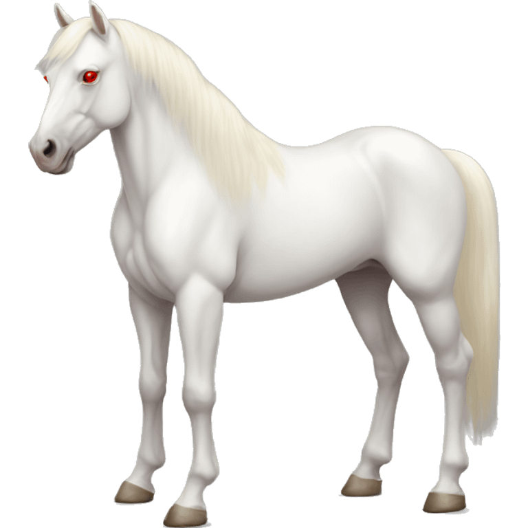 albino horse with red eyes, full body emoji