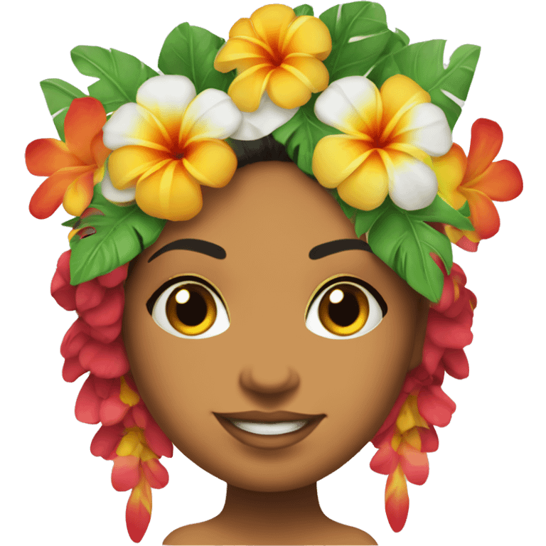 tahitian dancer with flowers in her head emoji