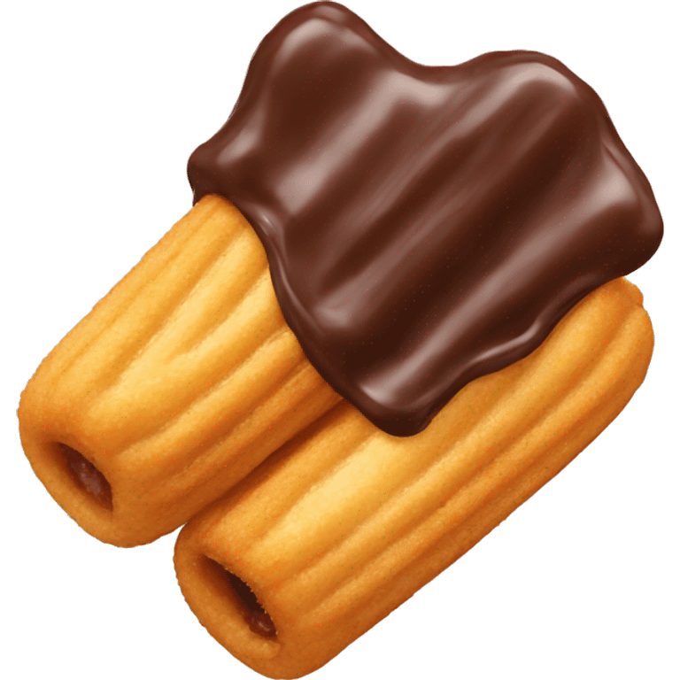 Churro with chocolate dipped tip emoji