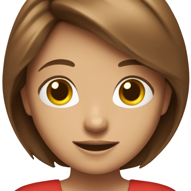 smiling girl with brown hair red dress emoji