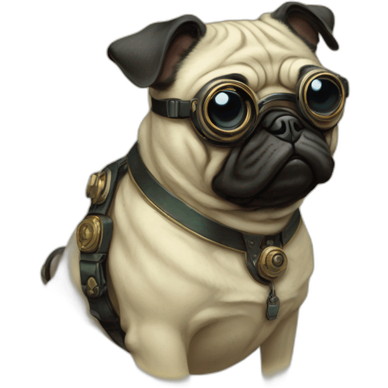 A cyberpunk pug in Art Nouveau style during 1910 emoji