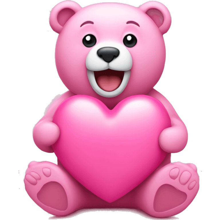 Pink heart with bear emoji