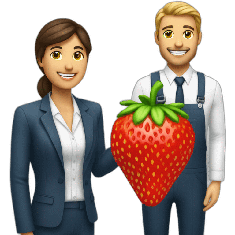 job applicant with recruiter holding a strawberry emoji