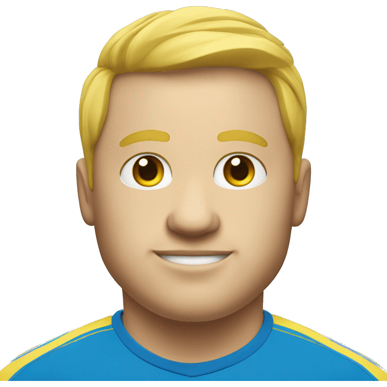 White face man Fat soccer player in yellow shirt and blue shorts and blue socks emoji