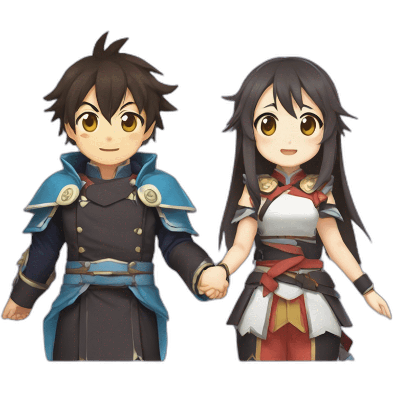 hu tao genshin impact and megumi konosuba holding hands emoji