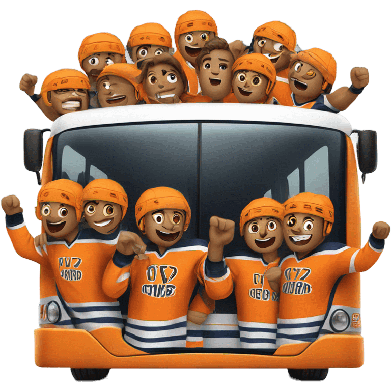 Hockey bus trip orange jerseys emoji