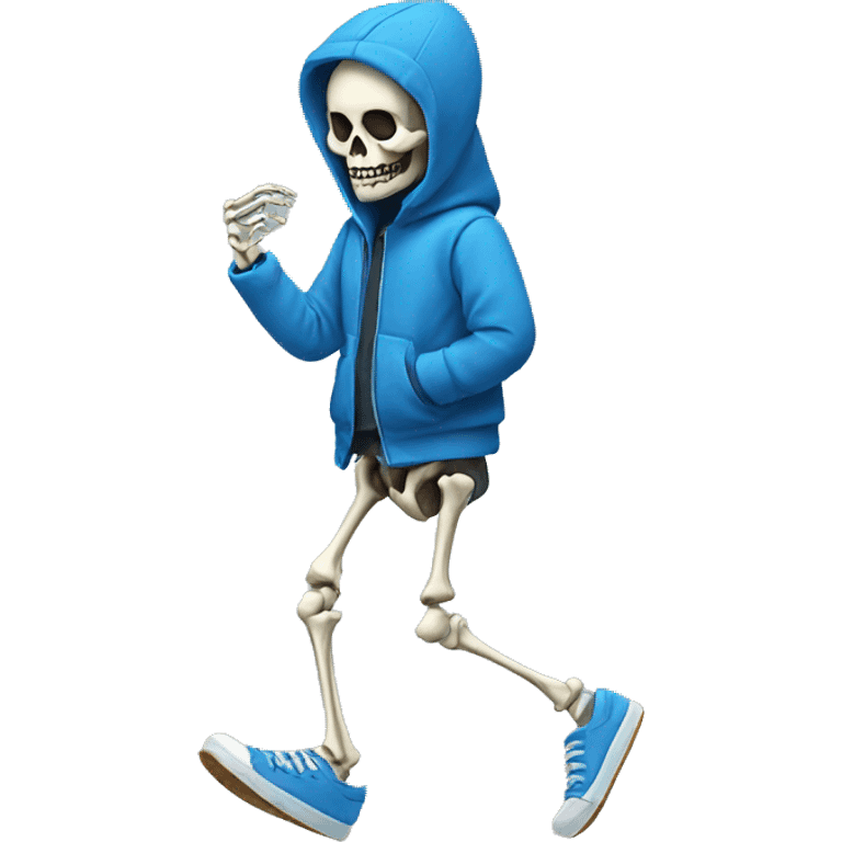 a skeleton with a blue jacket and pick slippers emoji