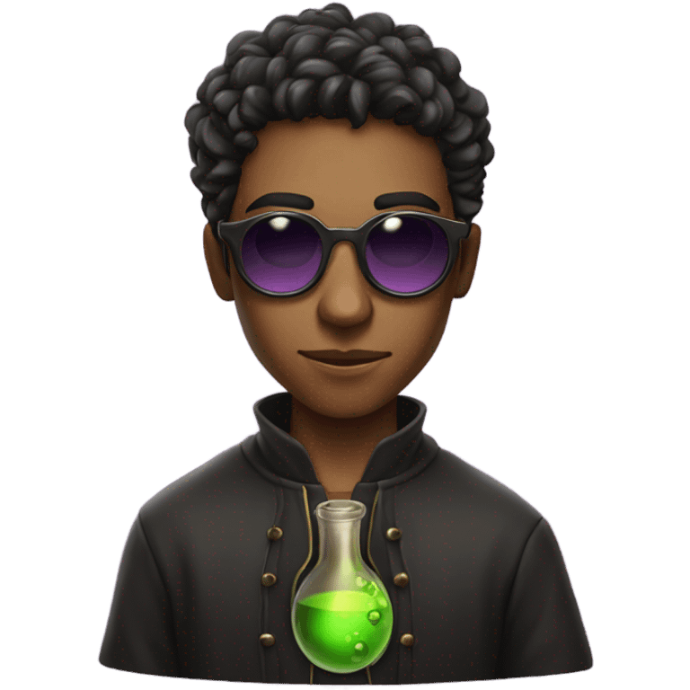 Young male wizard mixing potions and wearing sunglasses emoji