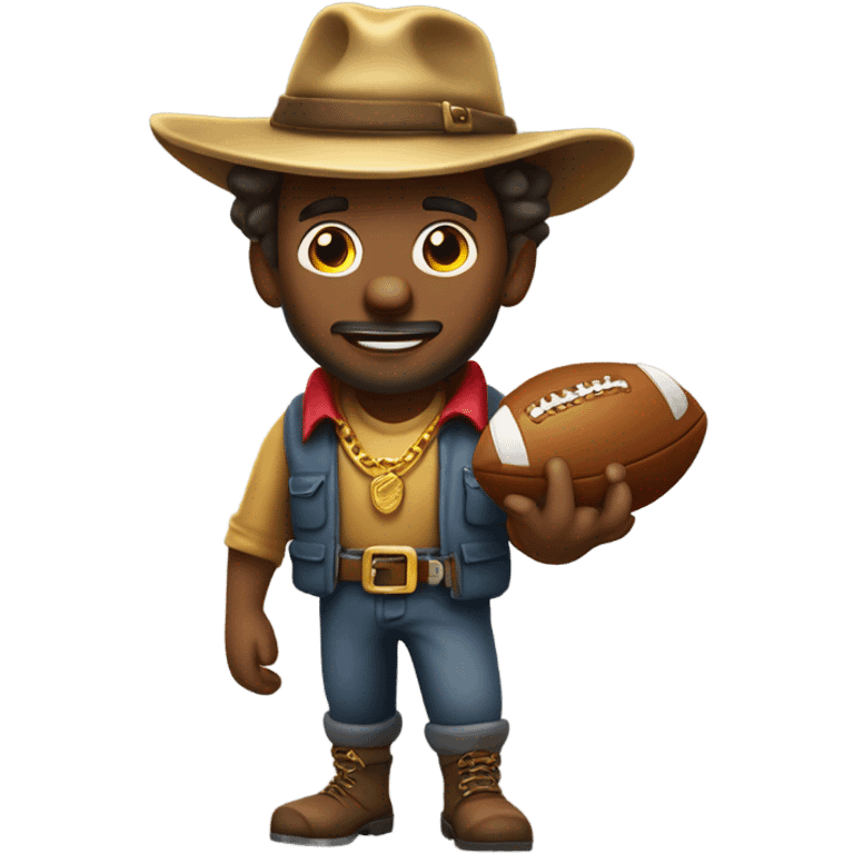 A gold prospector playing football emoji