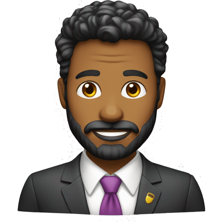 um homem de terno e gravata,sem cabelo na cabeça e com barba  emoji