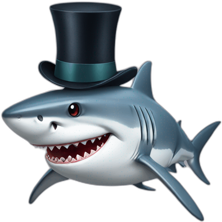 Shark with a top hat emoji