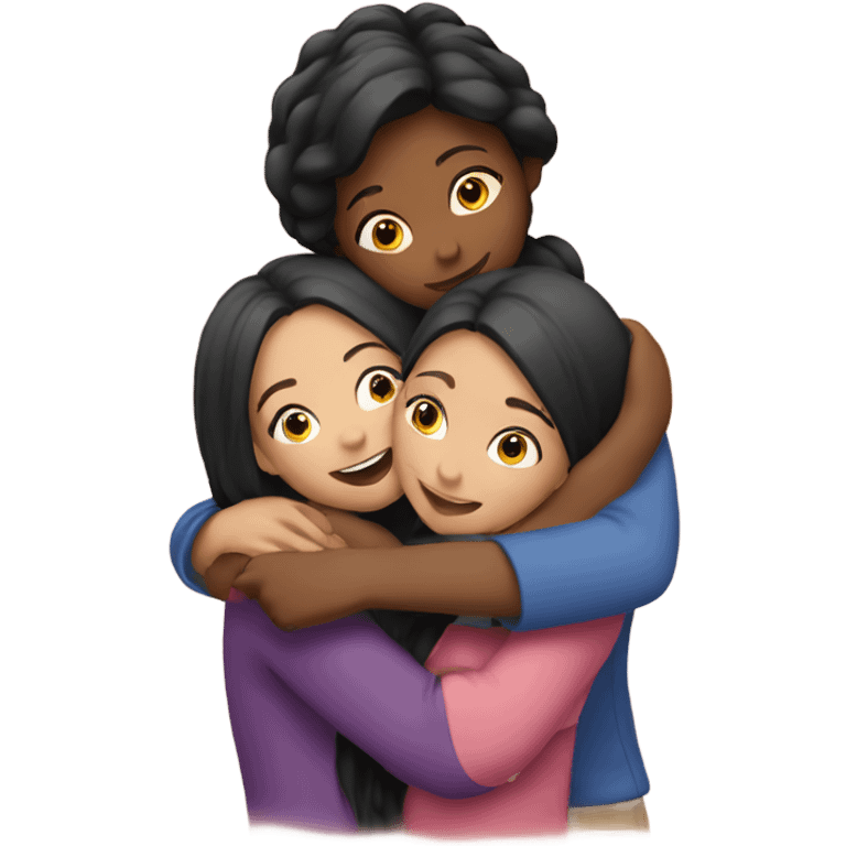 Three girls hugging emoji