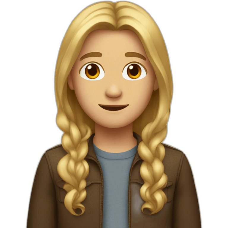 Boy with long blond and brown hair emoji