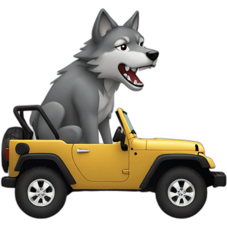 Wolf riding a Jeep JK emoji