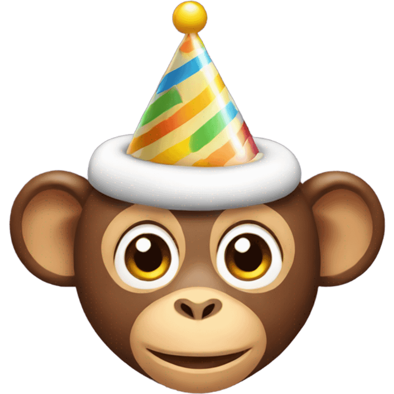 Monkey wearing birthday hat emoji