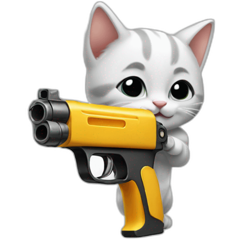 kitten pointing a waterpistol emoji