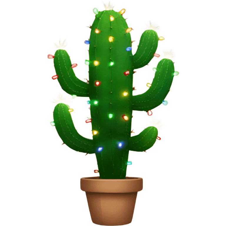 Cactus with Christmas lights  emoji