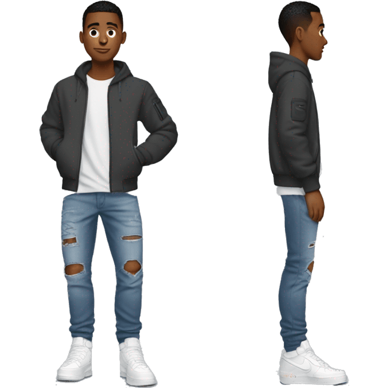 Cool Boy with Nike tech fleece and air force 1 and jeans  emoji