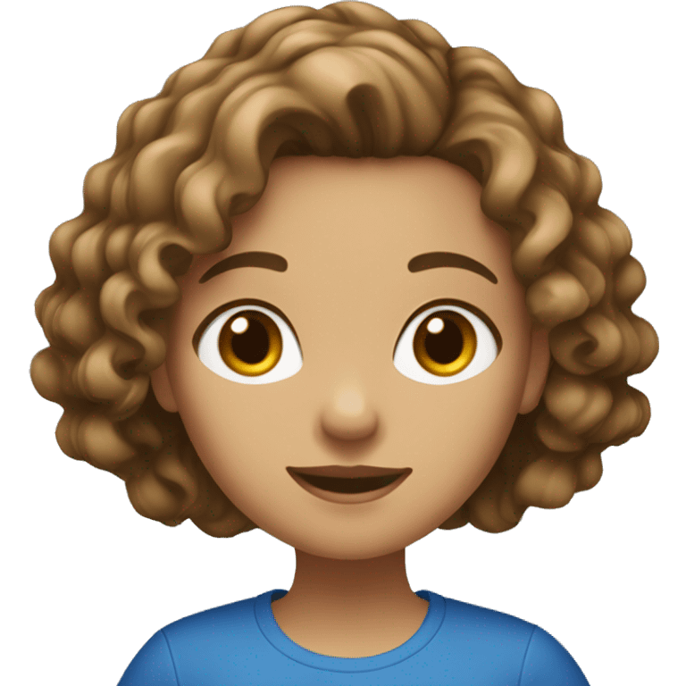 Medium light brown with french hair and a blue top girl emoji