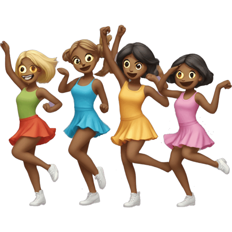 five girls cats dancing emoji