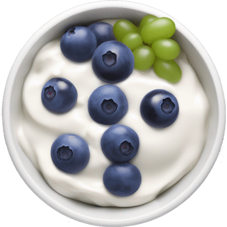 yoghurt bowl with grapes and blueberries emoji