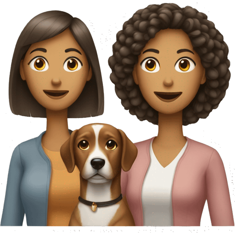 two women with a dog emoji