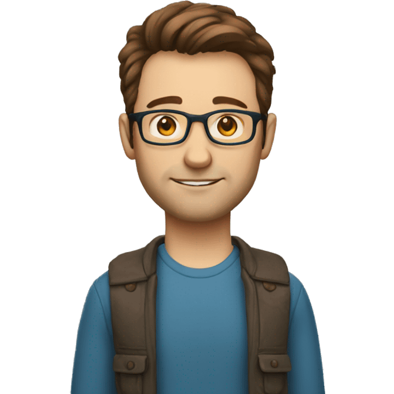 a 35 years old developer with glasses blue eyes and brown hair emoji