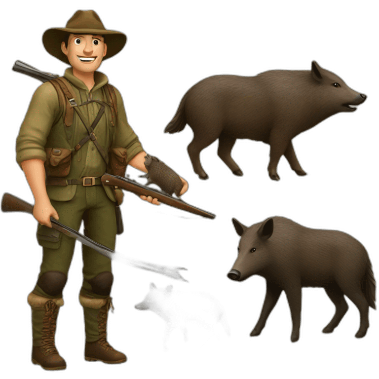 Hunter with wild boar emoji