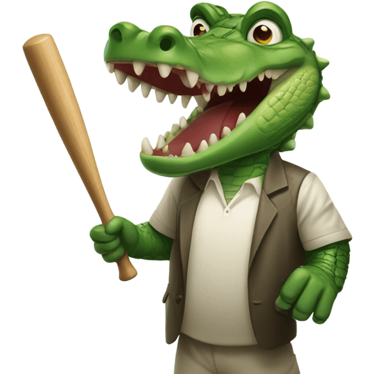 A crocodile playing cricket emoji