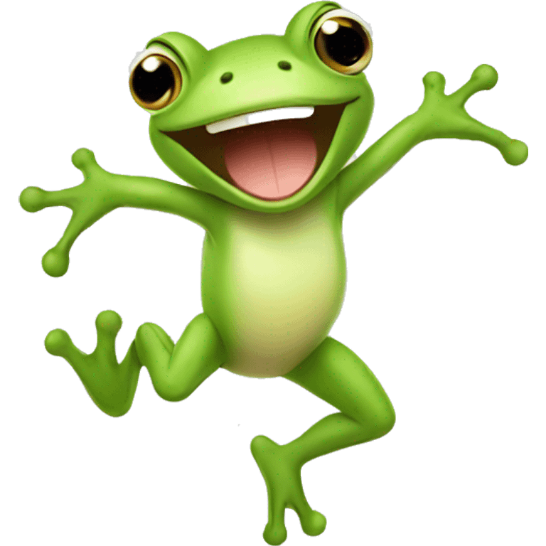 Happy cute frog jumping  emoji