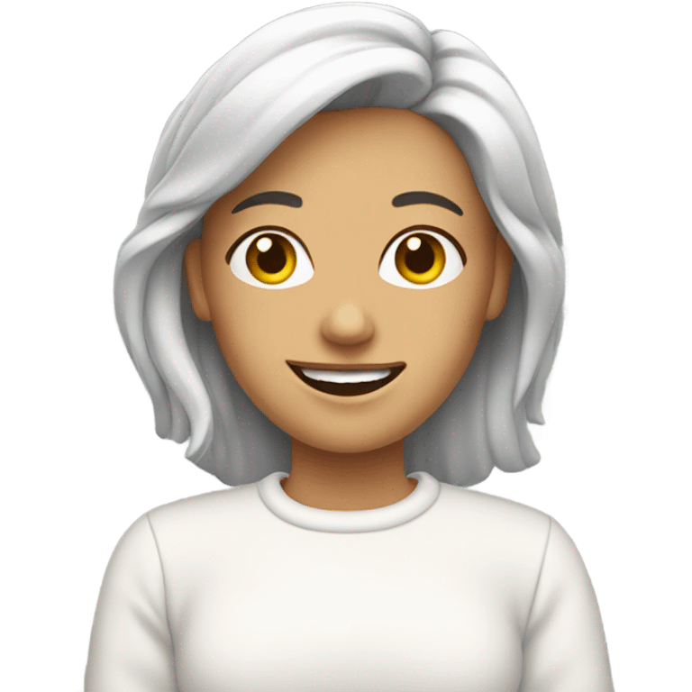 smiling woman in white sweater emoji