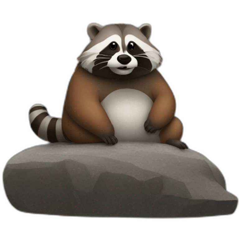 A RACOON SITTING ON TOP OF A WALRUS WITH FULL LANDSCAPE BACKGROUND emoji