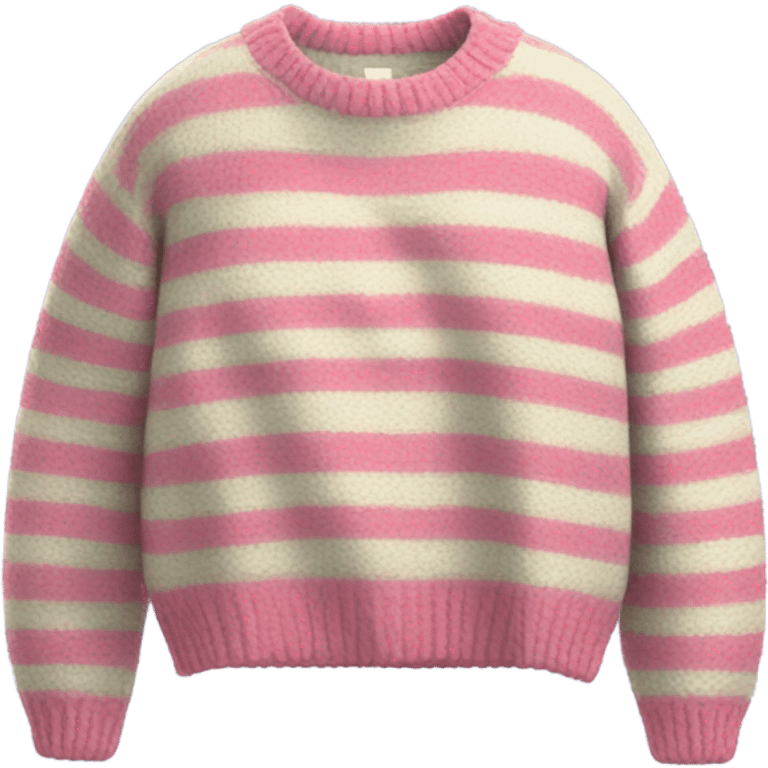 Sage and pink striped cropped oversize wool sweater, isolated emoji