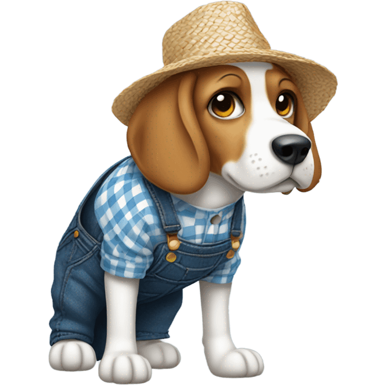 Beagle dressed as a hillbilly emoji