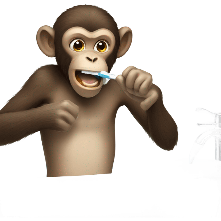 Monkey brushing teeth emoji