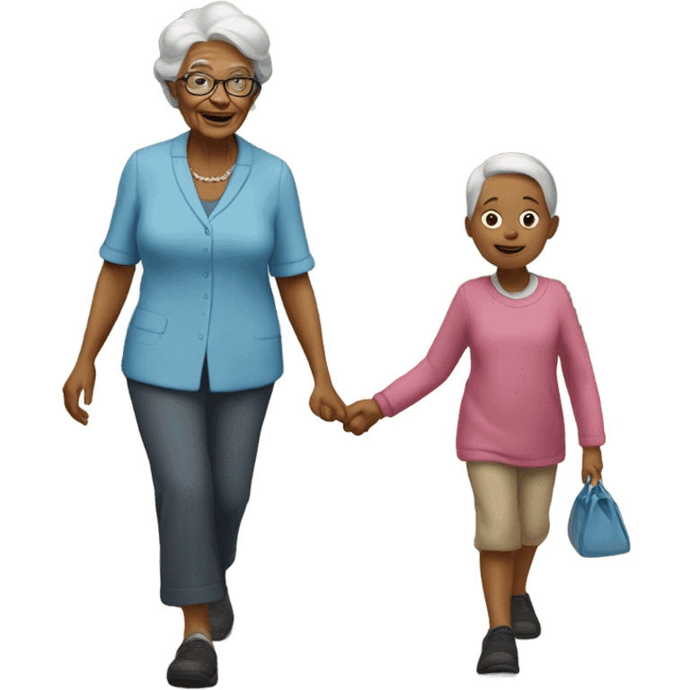 Grandma walking with granddaughter  emoji