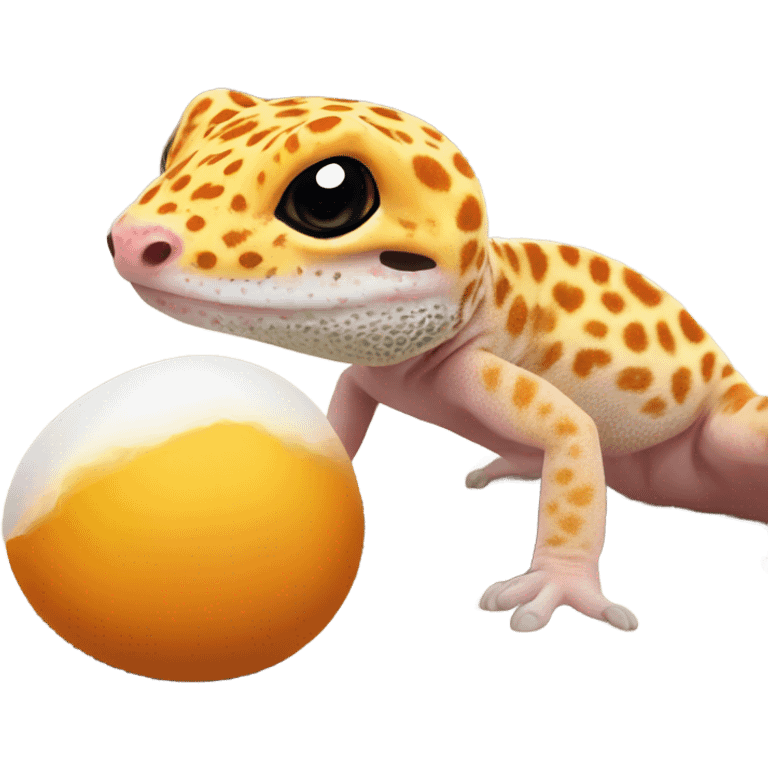 Orange leopard gecko emerges from egg emoji