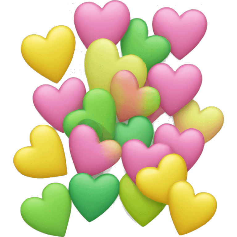 Yellow pink green hearts  emoji