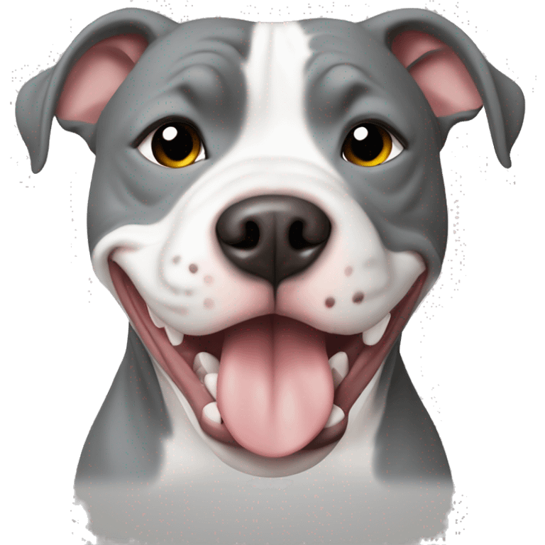 Grey and white pitbull saying “I love you” emoji