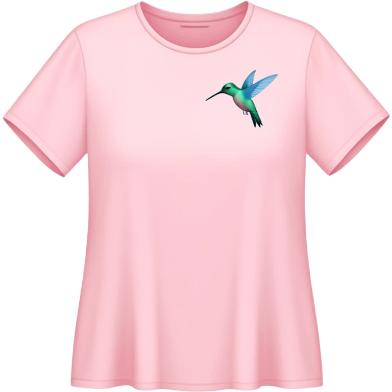 Pale pink quick-dry shirt hem, hummingbird silhouettes fluttering emoji