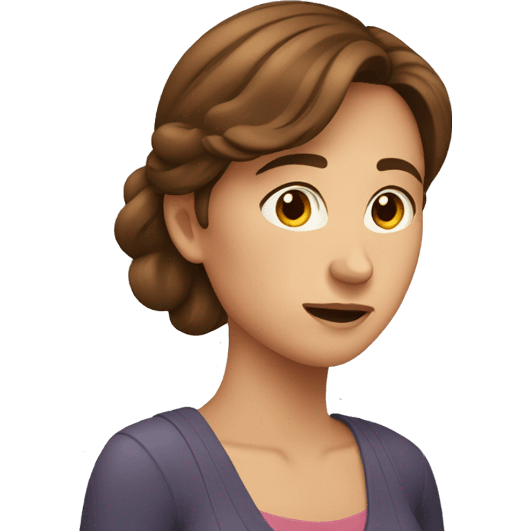 worried-women-with-brown-hair smiling emoji