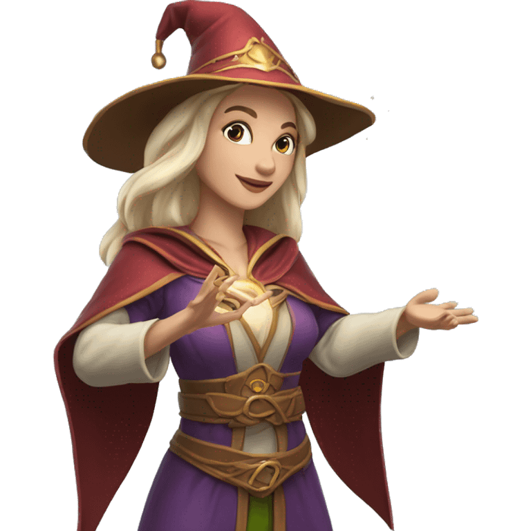 D&D Caucasian female noble wizard elf casting a spell  emoji