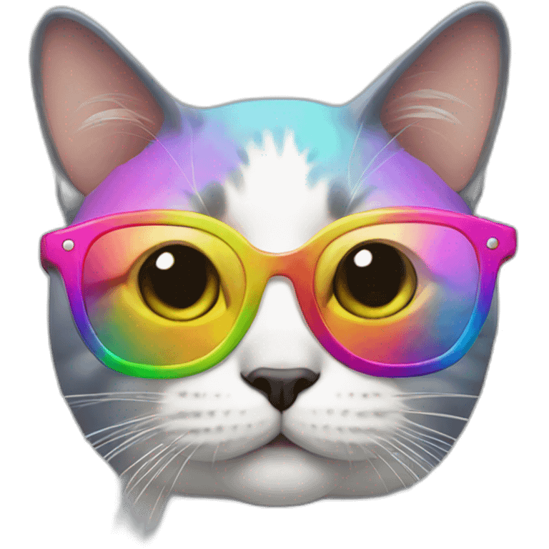 cat with rainbow glasses emoji