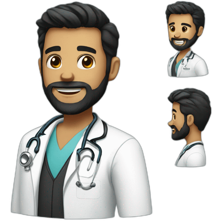 doctor brown beard smiles short black hair on the head emoji