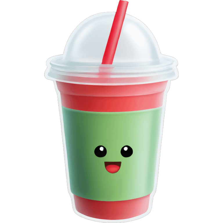 a bubble tea cup with red and green colors emoji