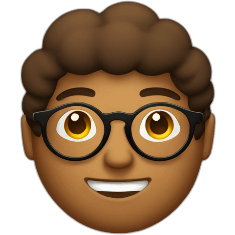 A  man brown Color circle face with circle glasses haïr like afro emoji