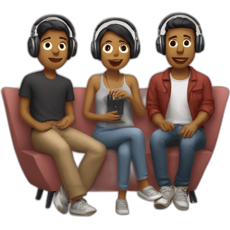 3 people listening to music emoji