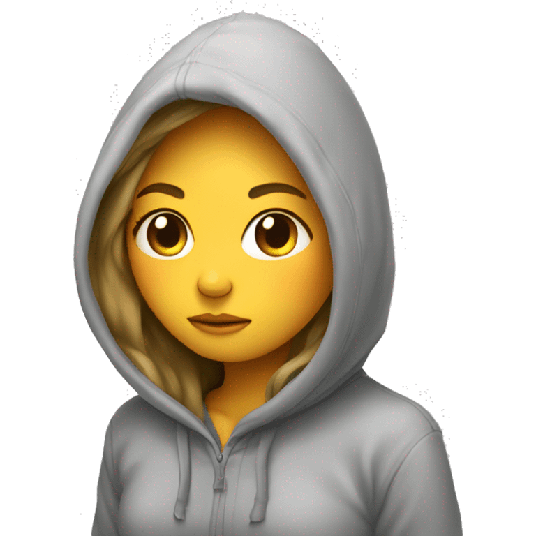 Girl curled into a ball with a hoodie on emoji