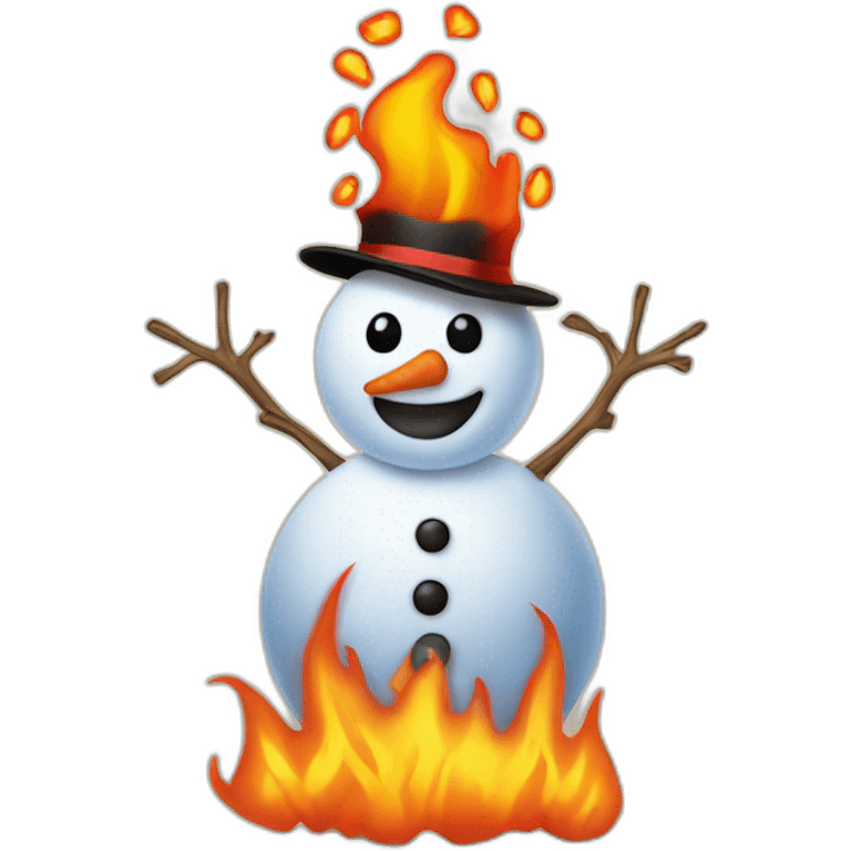 snowman on flames emoji